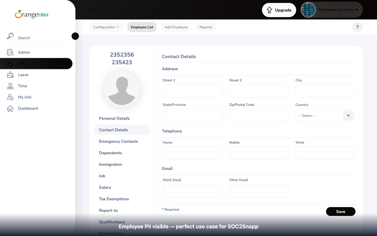 Contact Details with PII